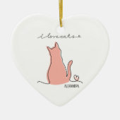 Whimsical I love Cats Silhouette Custom Name  セラミックオーナメント (正面)