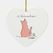 Whimsical I love Cats Silhouette Custom Name  セラミックオーナメント (裏面)