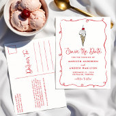 Whimsical Ice Cream Cone Wedding Save the Date 案内ポストカード