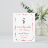 Whimsical Ice Cream Cone Wedding Save the Date 案内ポストカード (スタンド正面)