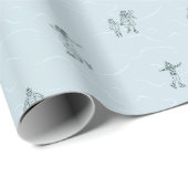 Whimsical Ice Skaters Light Blue Wrapping Paper ラッピングペーパー (ロールコーナー)