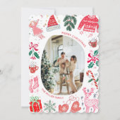Whimsical Illustrated Colorful Christmas Photo シーズンカード (正面)