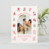 Whimsical Illustrated Colorful Christmas Photo シーズンカード (スタンド正面)