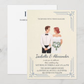 Whimsical Illustrated Couple Wedding Invitation 招待状 (正面/裏面)
