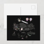 Whimsical Illustrated Map of Turkey Travel ポストカード (正面/裏面)