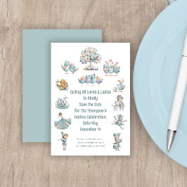 Whimsical Illustration 12 Days of Christmas セーブザデート