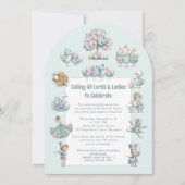 Whimsical Illustration 12 Days of Christmas Blue 招待状 (正面)