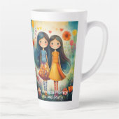 Whimsical illustration of two girls Mother’s Day カフェラテマグ (右)