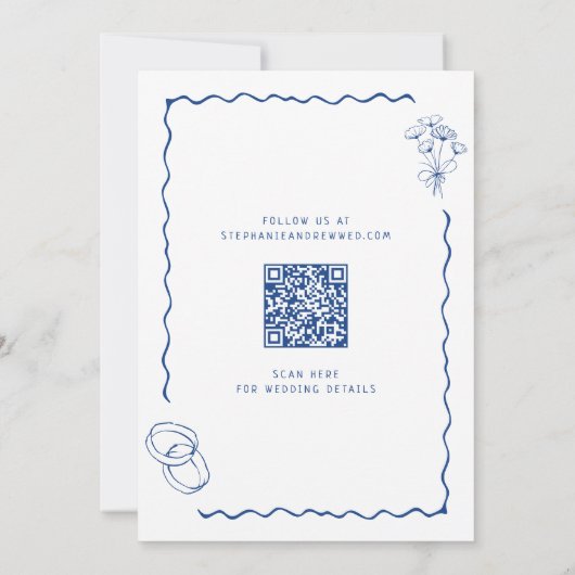  whimsical illustration wedding save the date 招待状 (裏面)