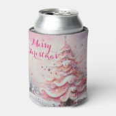 Whimsical Impressionistic Christmas Tree Pink 缶クーラー (缶正面)