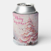 Whimsical Impressionistic Christmas Tree Pink 缶クーラー (缶裏面)