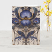 Whimsical Iris Type Flower Illustration Hello  カード (黄色い花)