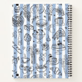 Whimsical Italian Food Illustration Blue Recipe ノートブック (裏面)