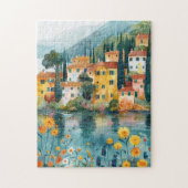 Whimsical Italian Lakeside Village Art ジグソーパズル (縦)