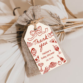 Whimsical Italian Pizza Baby Shower Gift Tags ギフトタグ