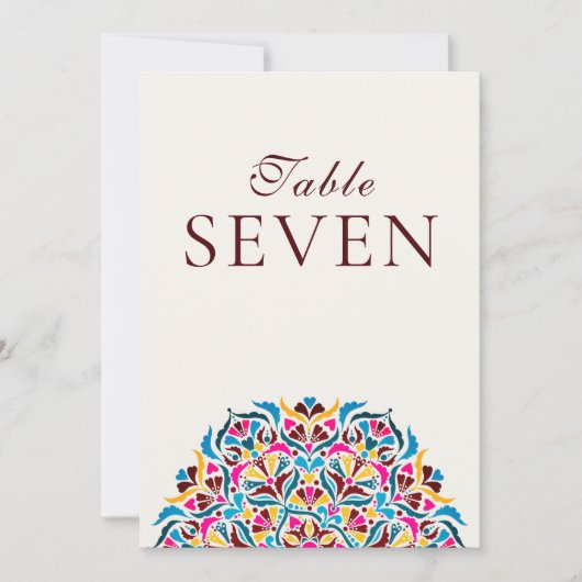 Whimsical Ivory Floral Border Wedding Table Number 招待状 (正面)