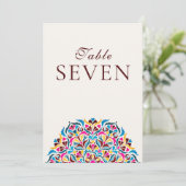 Whimsical Ivory Floral Border Wedding Table Number 招待状 (スタンド正面)