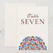 Whimsical Ivory Floral Border Wedding Table Number 招待状 (正面/裏面)