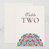 Whimsical Ivory Floral Border Wedding Table Number 招待状 (正面/裏面)