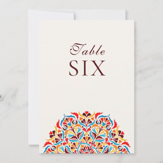 Whimsical Ivory Floral Border Wedding Table Number 招待状 (正面)