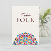 Whimsical Ivory Floral Border Wedding Table Number 招待状 (スタンド正面)