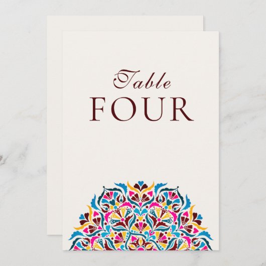 Whimsical Ivory Floral Border Wedding Table Number 招待状 (正面/裏面)