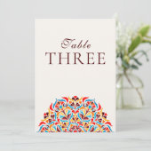 Whimsical Ivory Floral Border Wedding Table Number 招待状 (スタンド正面)
