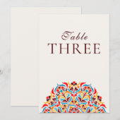 Whimsical Ivory Floral Border Wedding Table Number 招待状 (正面/裏面)