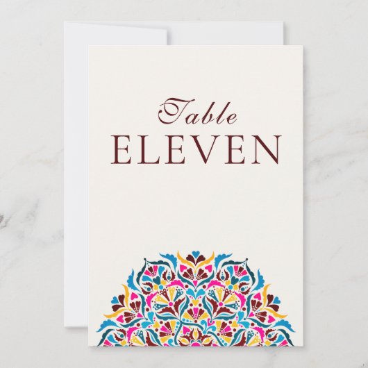 Whimsical Ivory Floral Border Wedding Table Number 招待状 (正面)