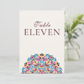 Whimsical Ivory Floral Border Wedding Table Number 招待状 (スタンド正面)