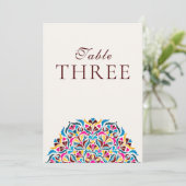 Whimsical Ivory Floral Border Wedding Table Number 招待状 (スタンド正面)