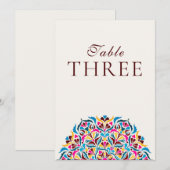 Whimsical Ivory Floral Border Wedding Table Number 招待状 (正面/裏面)