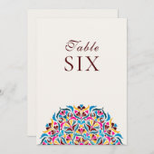 Whimsical Ivory Floral Border Wedding Table Number 招待状 (正面/裏面)