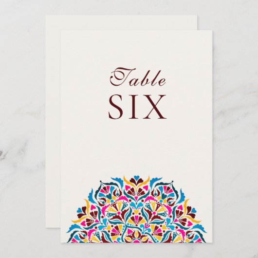 Whimsical Ivory Floral Border Wedding Table Number 招待状 (正面/裏面)