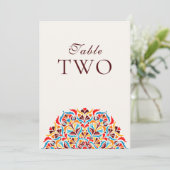 Whimsical Ivory Floral Border Wedding Table Number 招待状 (スタンド正面)