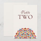 Whimsical Ivory Floral Border Wedding Table Number 招待状 (正面/裏面)
