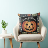 Whimsical Jack-O'-Lantern Throw Pillow Cover クッション (椅子)