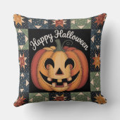 Whimsical Jack-O'-Lantern Throw Pillow Cover クッション (裏面)
