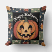 Whimsical Jack-O'-Lantern Throw Pillow Cover クッション (正面)
