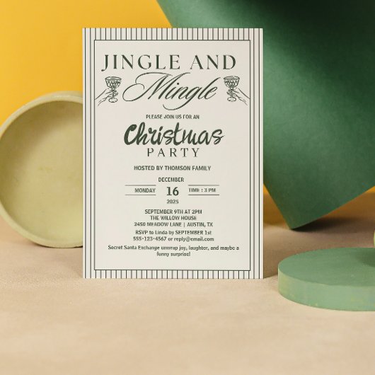 Whimsical Jingle and Mingle Christmas Party 招待状