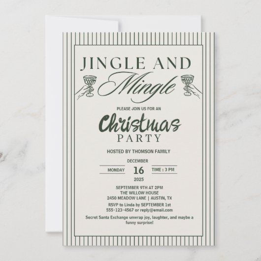 Whimsical Jingle and Mingle Christmas Party 招待状 (正面)