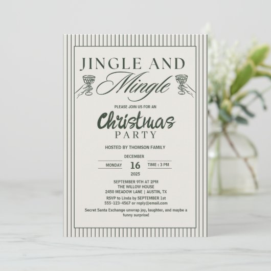Whimsical Jingle and Mingle Christmas Party 招待状 (スタンド正面)