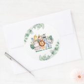 Whimsical Jungle Safari Animal Birthday ラウンドシール (封筒)