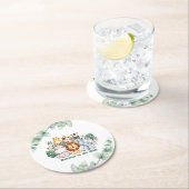 Whimsical Jungle Safari Animal Birthday ラウンドペーパーコースター (インサイチュ)