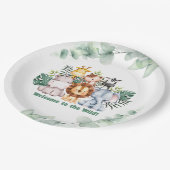 Whimsical Jungle Safari Animal Birthday Invitation ペーパープレート (アングル)