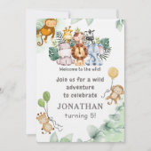 Whimsical Jungle Safari Animal Birthday Invitation 招待状 (正面)