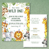 Whimsical Jungle Safari Animal Birthday Invitation 招待状