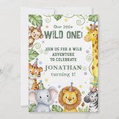 Whimsical Jungle Safari Animal Birthday Invitation 招待状 (正面)