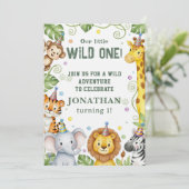 Whimsical Jungle Safari Animal Birthday Invitation 招待状 (スタンド正面)