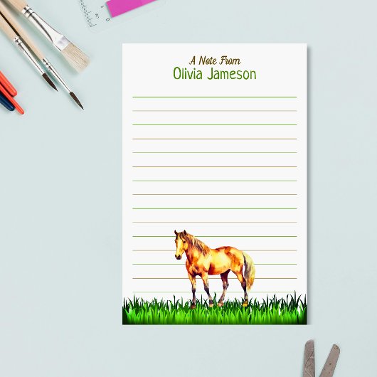 Whimsical Kid's Name HORSE Lined Stationery 便箋
